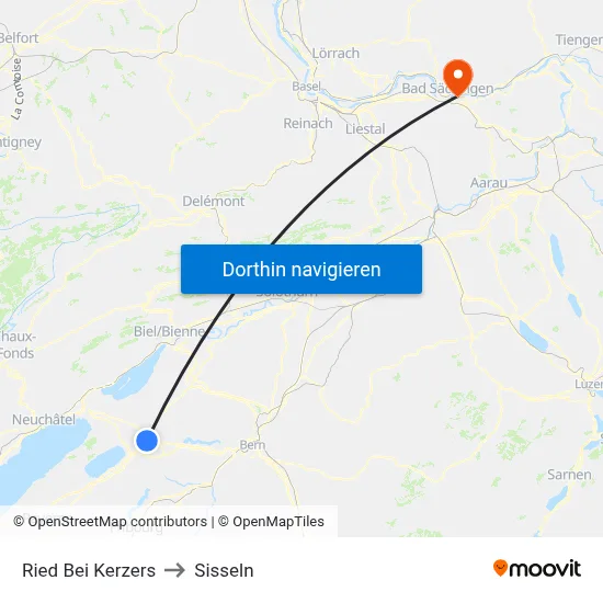 Ried Bei Kerzers to Sisseln map