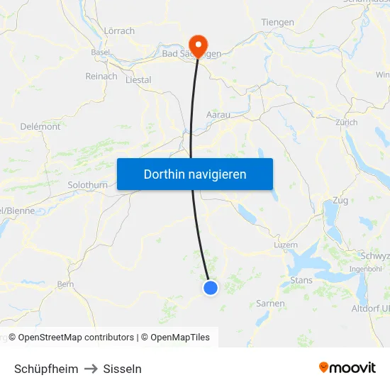 Schüpfheim to Sisseln map