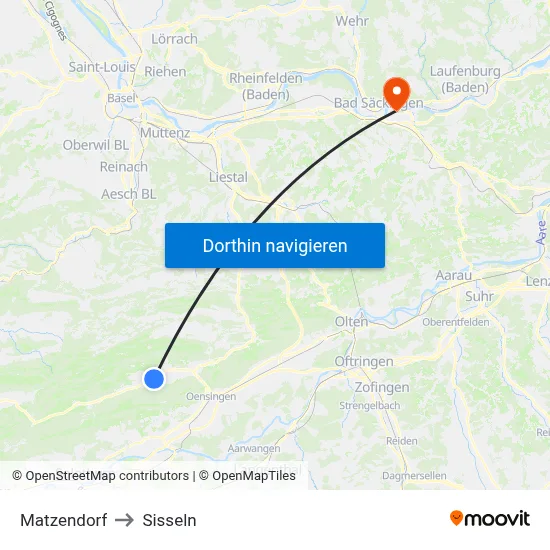 Matzendorf to Sisseln map