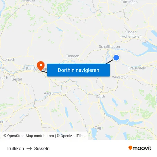 Trüllikon to Sisseln map