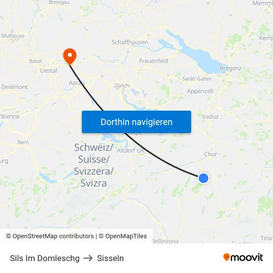 Sils Im Domleschg to Sisseln map