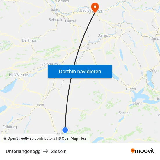 Unterlangenegg to Sisseln map