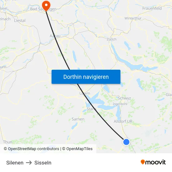Silenen to Sisseln map