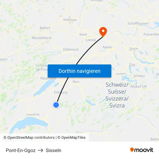 Pont-En-Ogoz to Sisseln map