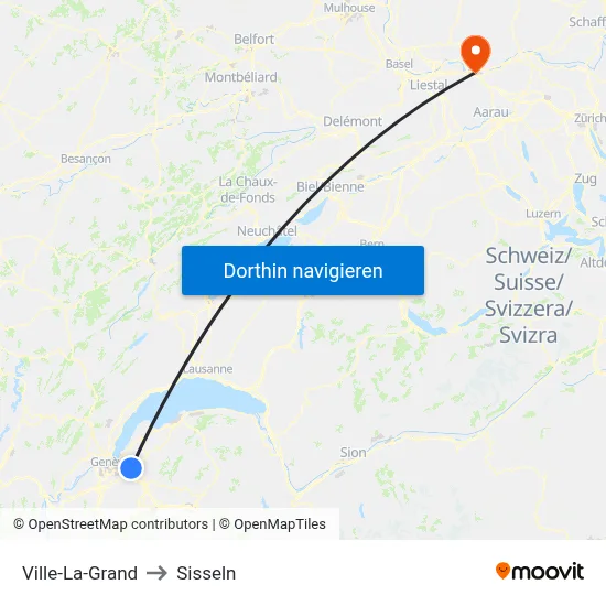 Ville-La-Grand to Sisseln map