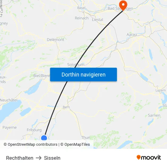 Rechthalten to Sisseln map