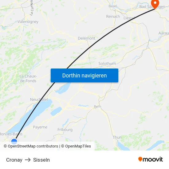 Cronay to Sisseln map