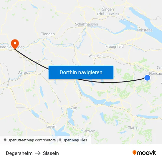 Degersheim to Sisseln map