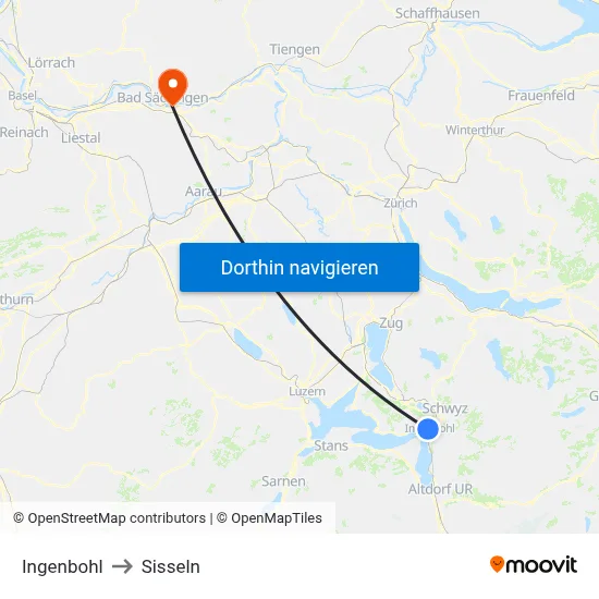 Ingenbohl to Sisseln map
