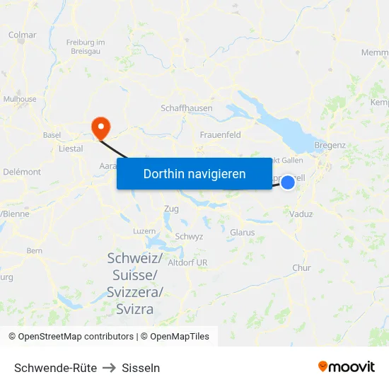 Schwende-Rüte to Sisseln map