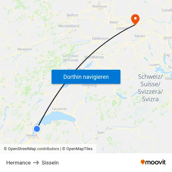 Hermance to Sisseln map