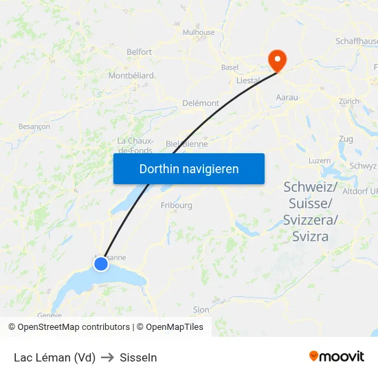 Lac Léman (Vd) to Sisseln map