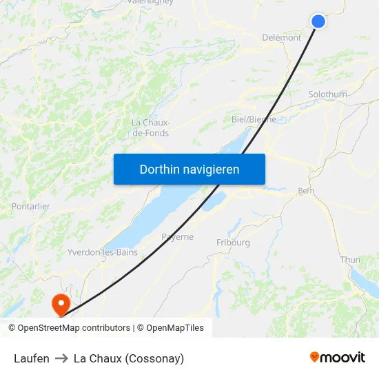 Laufen to La Chaux (Cossonay) map