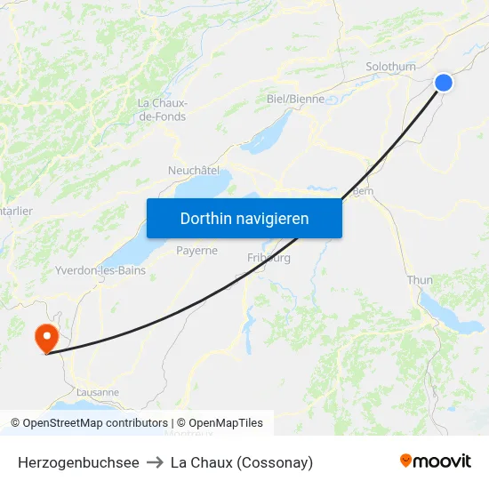 Herzogenbuchsee to La Chaux (Cossonay) map