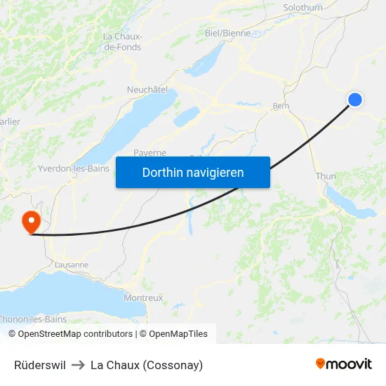 Rüderswil to La Chaux (Cossonay) map
