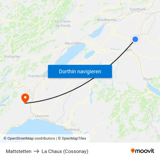 Mattstetten to La Chaux (Cossonay) map