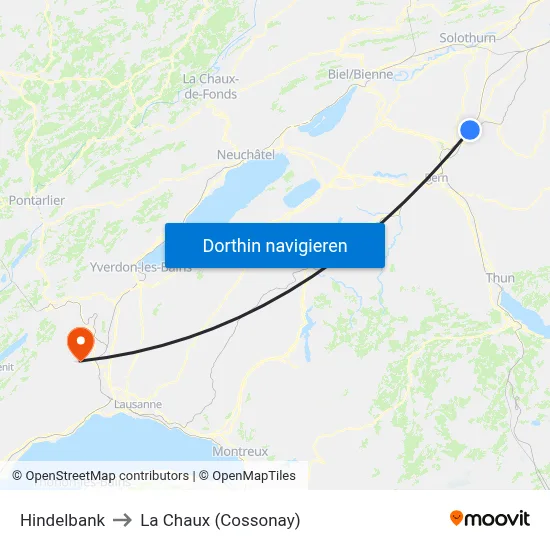 Hindelbank to La Chaux (Cossonay) map