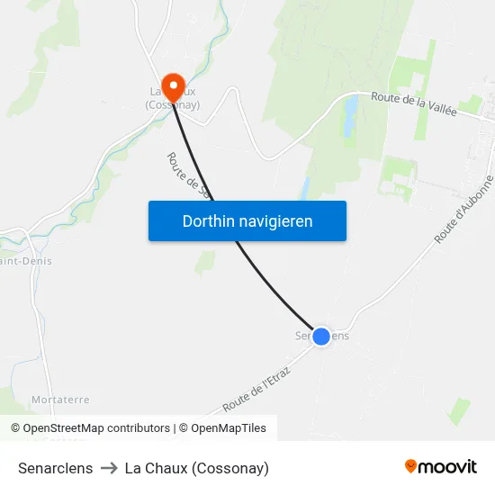 Senarclens to La Chaux (Cossonay) map