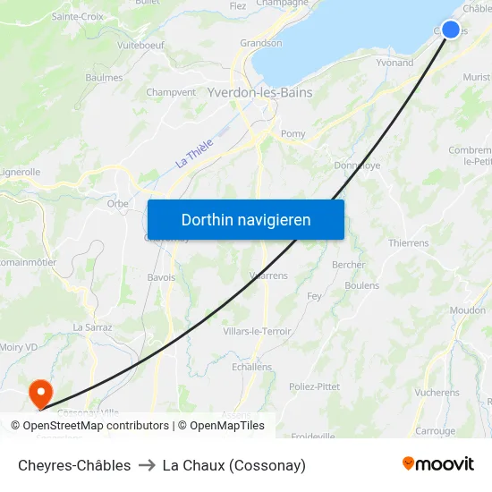 Cheyres-Châbles to La Chaux (Cossonay) map
