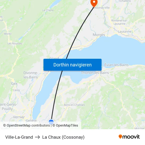 Ville-La-Grand to La Chaux (Cossonay) map