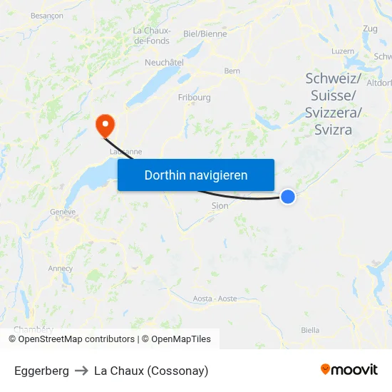 Eggerberg to La Chaux (Cossonay) map