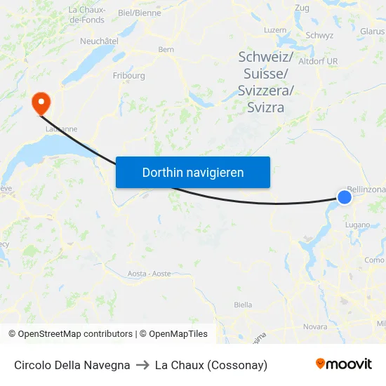 Circolo Della Navegna to La Chaux (Cossonay) map