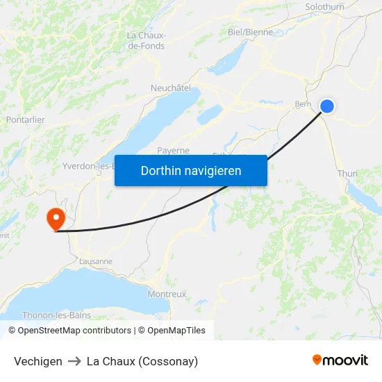 Vechigen to La Chaux (Cossonay) map