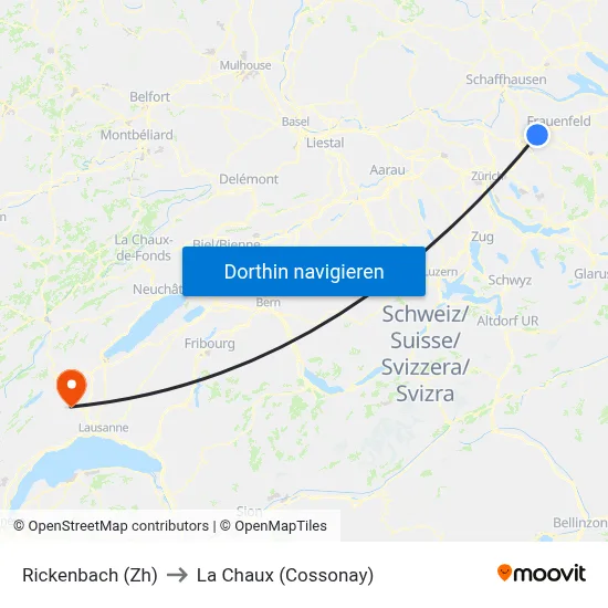 Rickenbach (Zh) to La Chaux (Cossonay) map