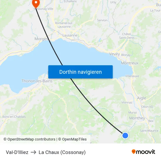 Val-D'Illiez to La Chaux (Cossonay) map