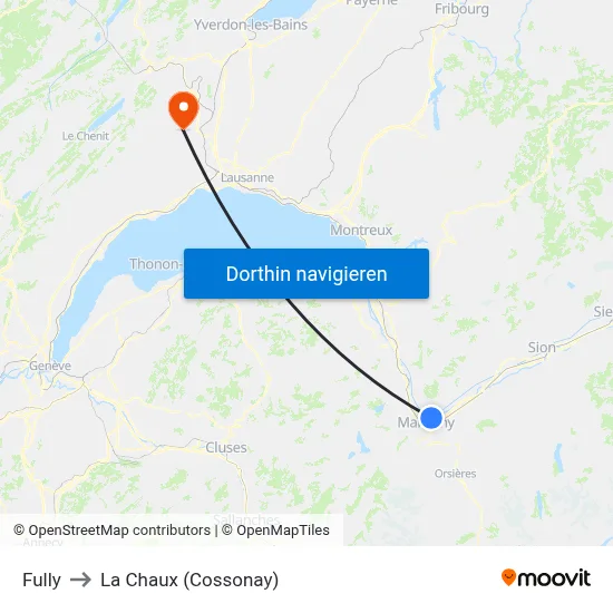 Fully to La Chaux (Cossonay) map