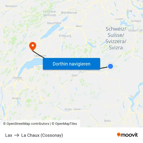 Lax to La Chaux (Cossonay) map