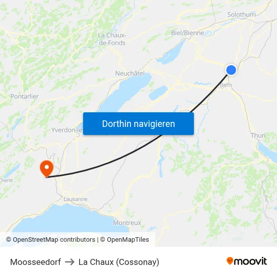 Moosseedorf to La Chaux (Cossonay) map