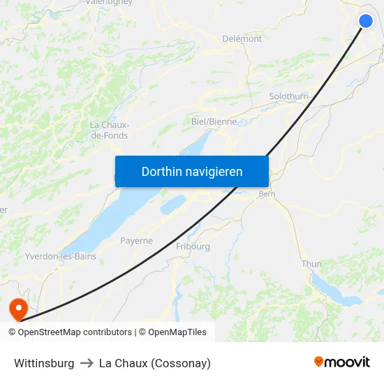 Wittinsburg to La Chaux (Cossonay) map