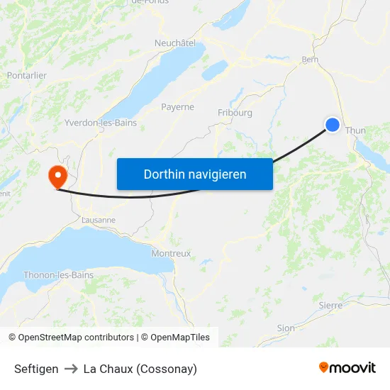Seftigen to La Chaux (Cossonay) map