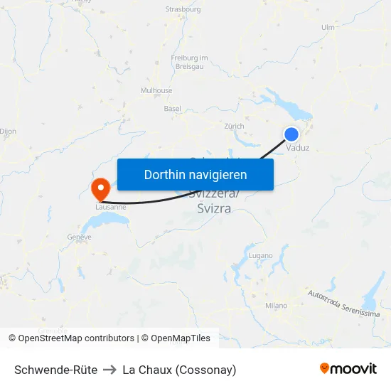 Schwende-Rüte to La Chaux (Cossonay) map