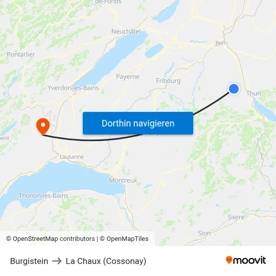 Burgistein to La Chaux (Cossonay) map