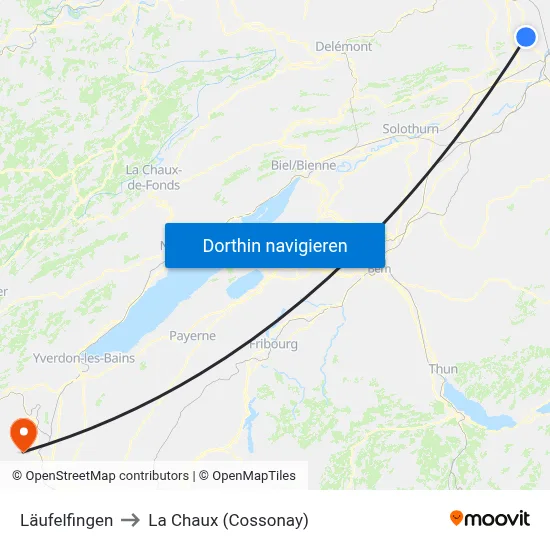 Läufelfingen to La Chaux (Cossonay) map
