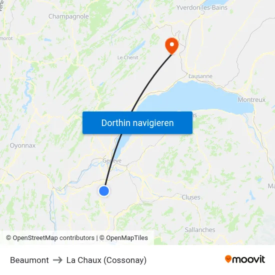 Beaumont to La Chaux (Cossonay) map