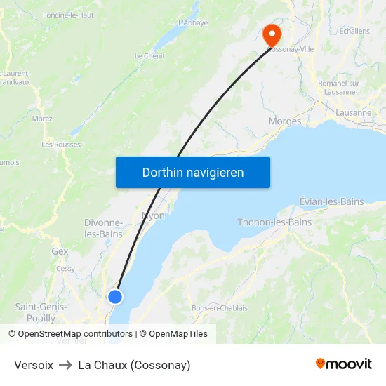 Versoix to La Chaux (Cossonay) map