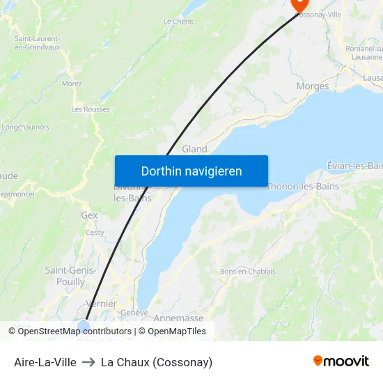 Aire-La-Ville to La Chaux (Cossonay) map