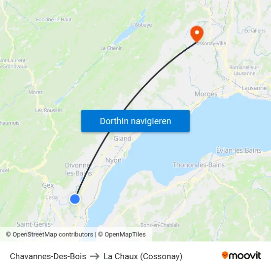 Chavannes-Des-Bois to La Chaux (Cossonay) map