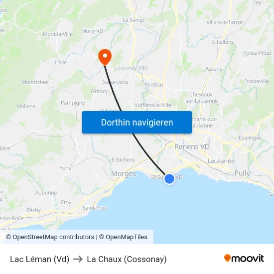 Lac Léman (Vd) to La Chaux (Cossonay) map
