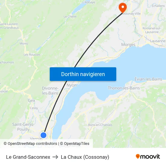 Le Grand-Saconnex to La Chaux (Cossonay) map