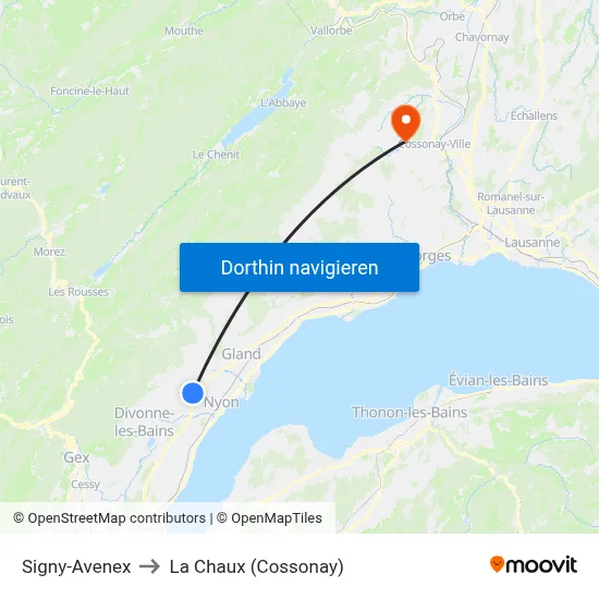 Signy-Avenex to La Chaux (Cossonay) map