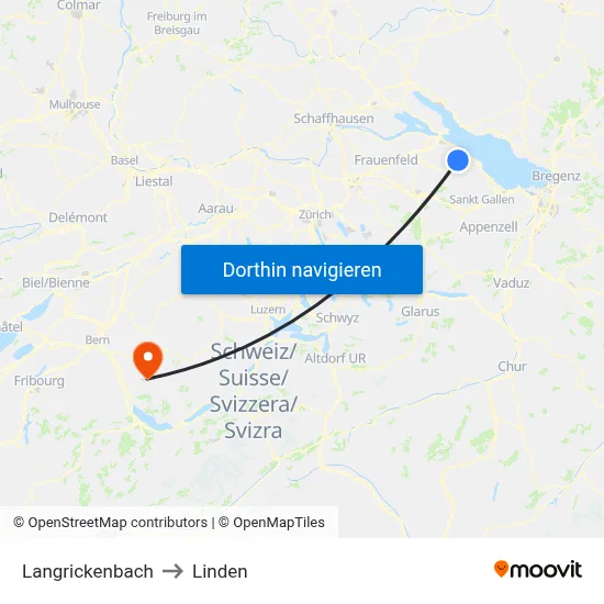 Langrickenbach to Linden map