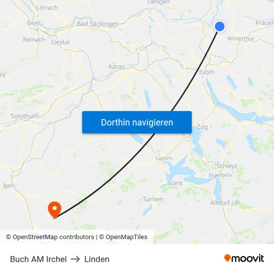 Buch AM Irchel to Linden map