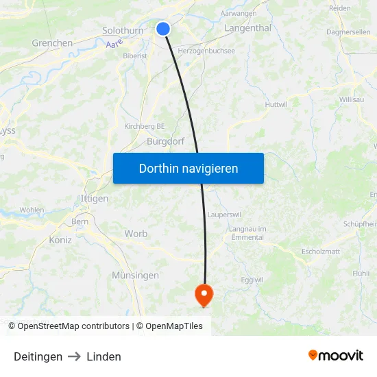 Deitingen to Linden map