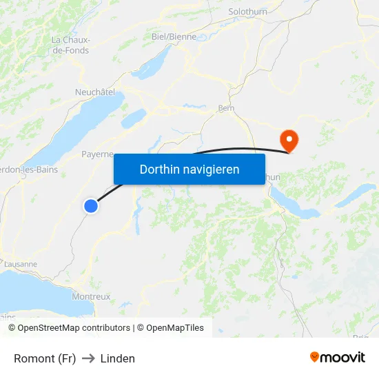 Romont (Fr) to Linden map