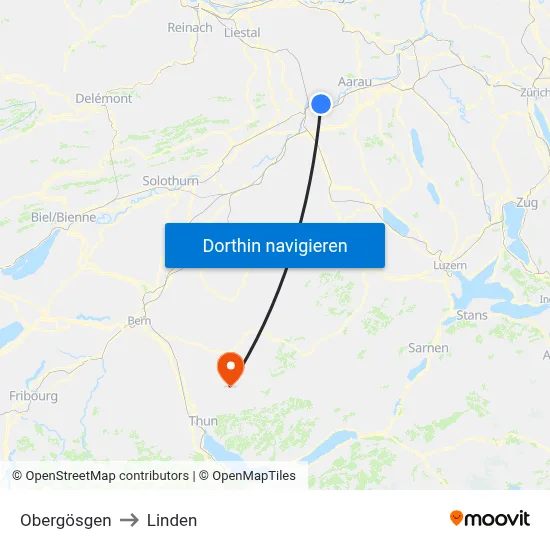 Obergösgen to Linden map
