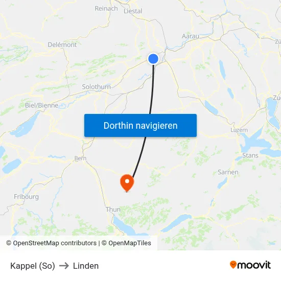 Kappel (So) to Linden map